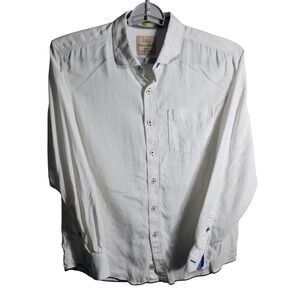 Tommy Bahama Jeans Mens White Long Sleeve Button Up Shirt Island Crafted Sm
